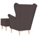 Fauteuil met voetenbankje stof donkerbruin