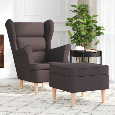 Fauteuil met voetenbankje stof donkerbruin