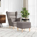 Fauteuil met voetenbankje stof taupe