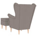 Fauteuil met voetenbankje stof taupe