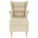 Fauteuil met voetenbankje stof crèmekleurig