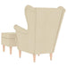 Fauteuil met voetenbankje stof crèmekleurig