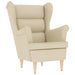 Fauteuil met voetenbankje stof crèmekleurig