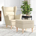 Fauteuil met voetenbankje stof crèmekleurig