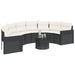 Tuinbank met tafel en kussens halfrond poly rattan zwart