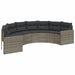 Tuinbank met tafel en kussens halfrond poly rattan grijs