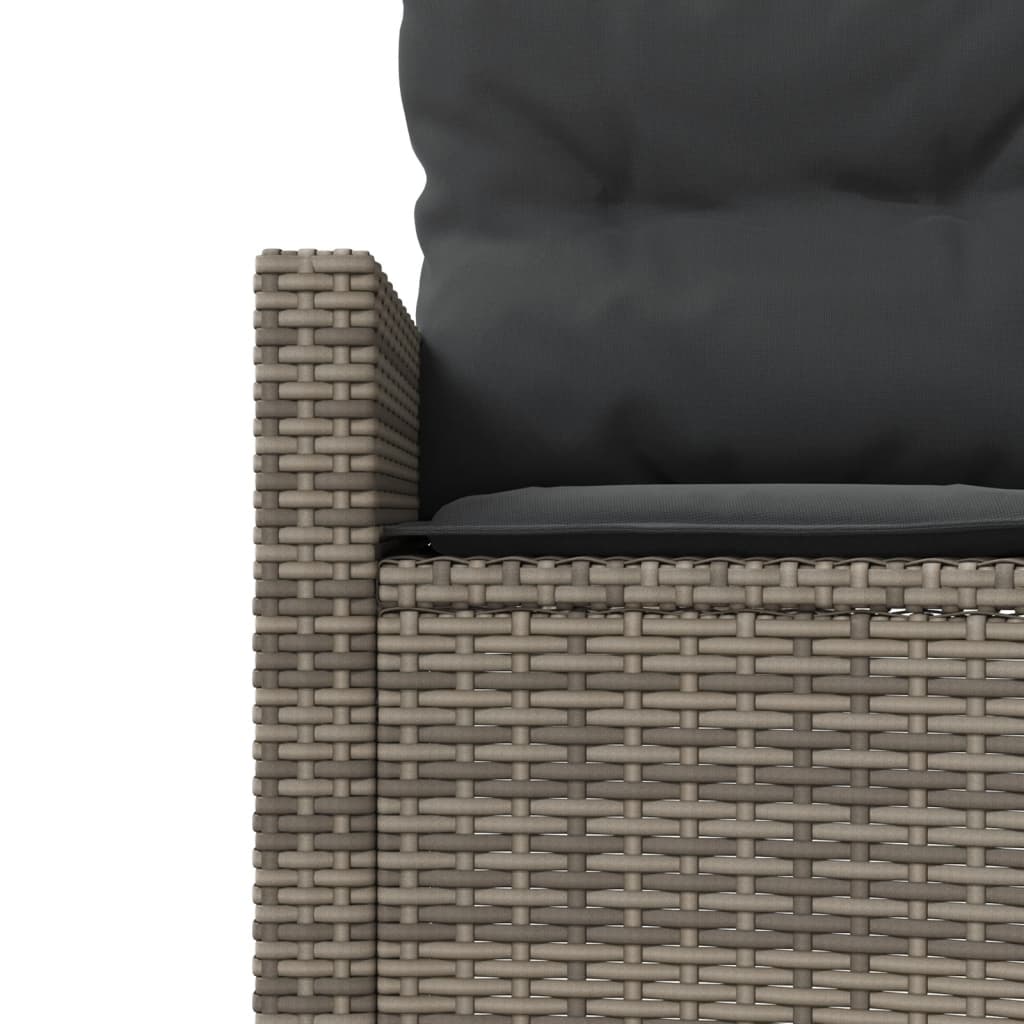 Tuinbank met tafel en kussens halfrond poly rattan grijs