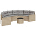 Tuinbank met tafel en kussens halfrond poly rattan beige