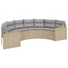 Tuinbank met tafel en kussens halfrond poly rattan beige