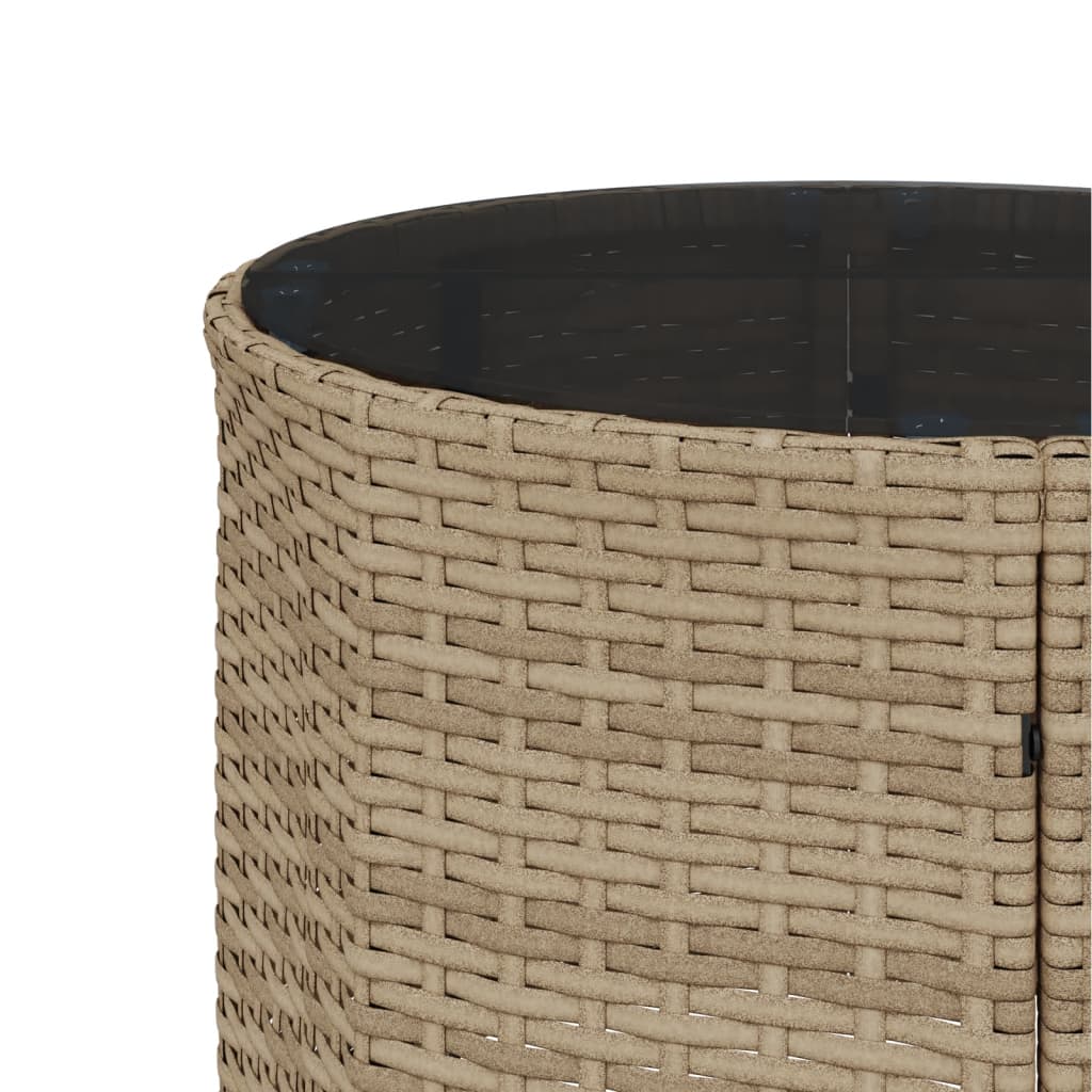 Tuinbank met tafel en kussens halfrond poly rattan beige