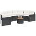 Tuinbank met tafel en kussens halfrond poly rattan zwart