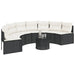 Tuinbank met kussens halfrond poly rattan zwart
