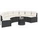 Tuinbank met tafel en kussens halfrond poly rattan zwart