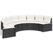 Tuinbank met tafel en kussens halfrond poly rattan zwart