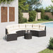 Tuinbank met tafel en kussens halfrond poly rattan zwart