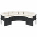 Tuinbank met kussens rond poly rattan zwart
