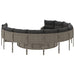 Tuinbank met kussens rond poly rattan grijs