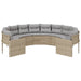 Tuinbank met kussens rond poly rattan beige