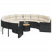 Tuinbank met tafel en kussens rond poly rattan zwart