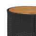 Tuinbank met tafel en kussens rond poly rattan zwart