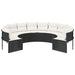 Tuinbank met kussens rond poly rattan zwart