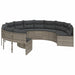 Tuinbank met kussens rond poly rattan grijs