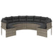 Tuinbank met kussens rond poly rattan grijs