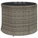 Tuinbank met tafel en kussens rond poly rattan grijs
