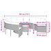 Tuinbank met tafel en kussens rond poly rattan beige