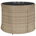 Tuinbank met tafel en kussens rond poly rattan beige