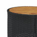 Tuinbank met tafel en kussens rond poly rattan zwart