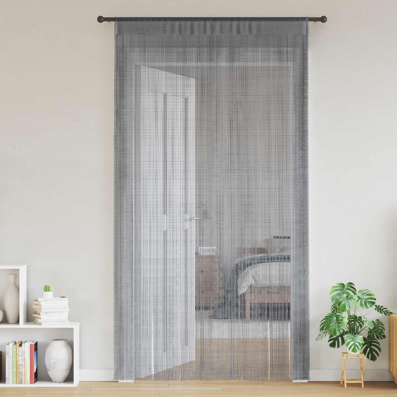 Draadgordijnen 2 st Antraciet 100x250 cm