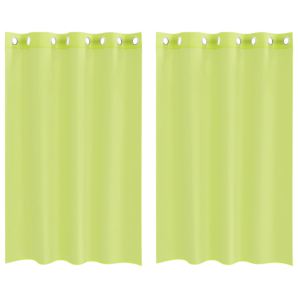Gordijnen voile met doorvoertules 2 st 140x175 cm appelgroen