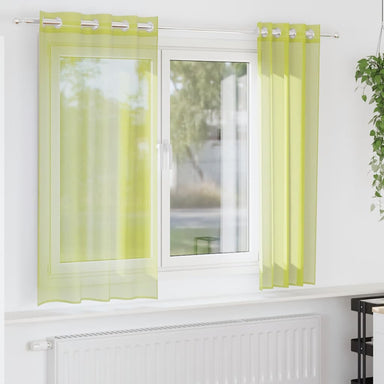 Gordijnen voile met doorvoertules 2 st 140x175 cm appelgroen
