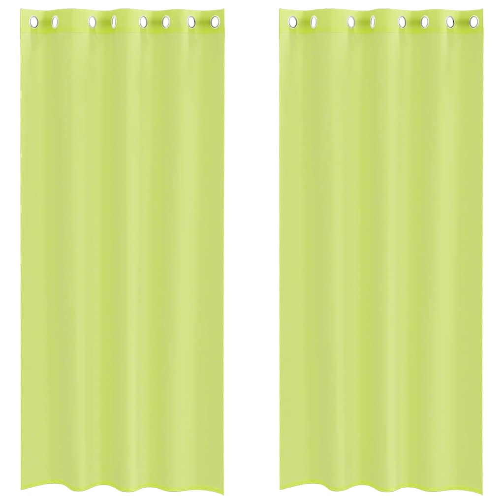 Gordijnen voile met doorvoertules 2 st 140x225 cm appelgroen