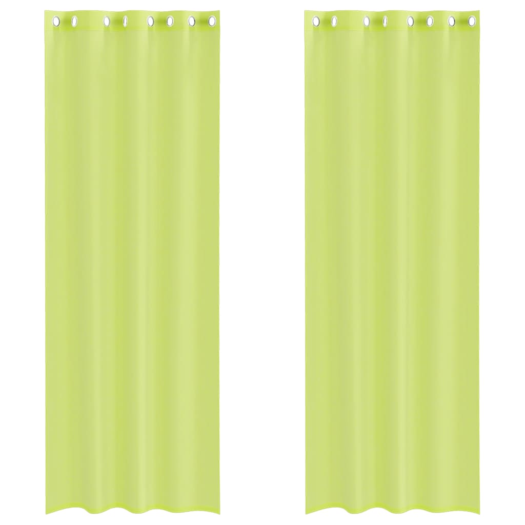Gordijnen Voile met doorvoertules 2 st 140x260 cm appelgroen
