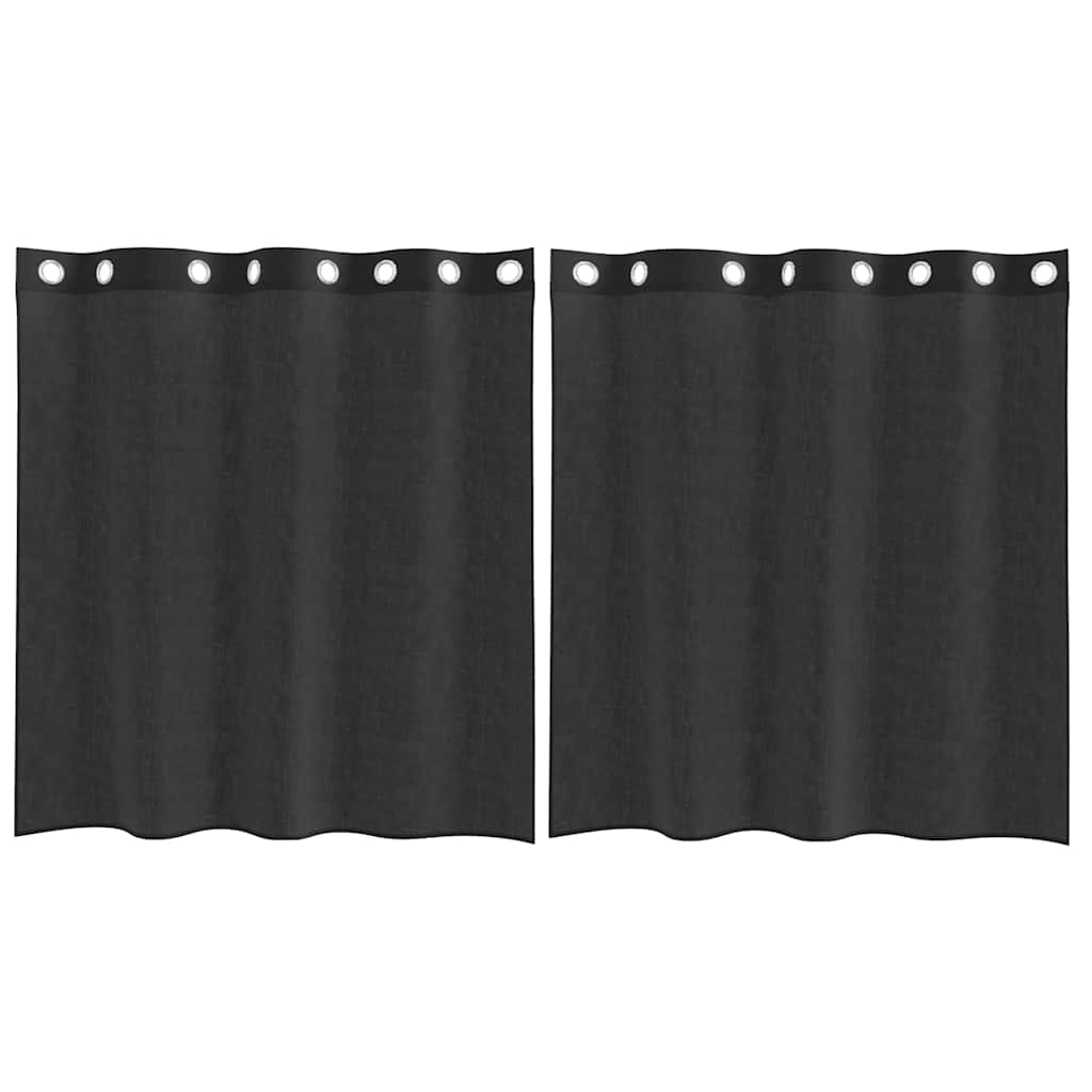 Gordijnen voile met doorvoertules 2 st 140x140 cm zwart
