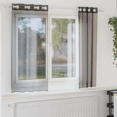 Gordijnen voile met doorvoertules 2 st 140x140 cm zwart