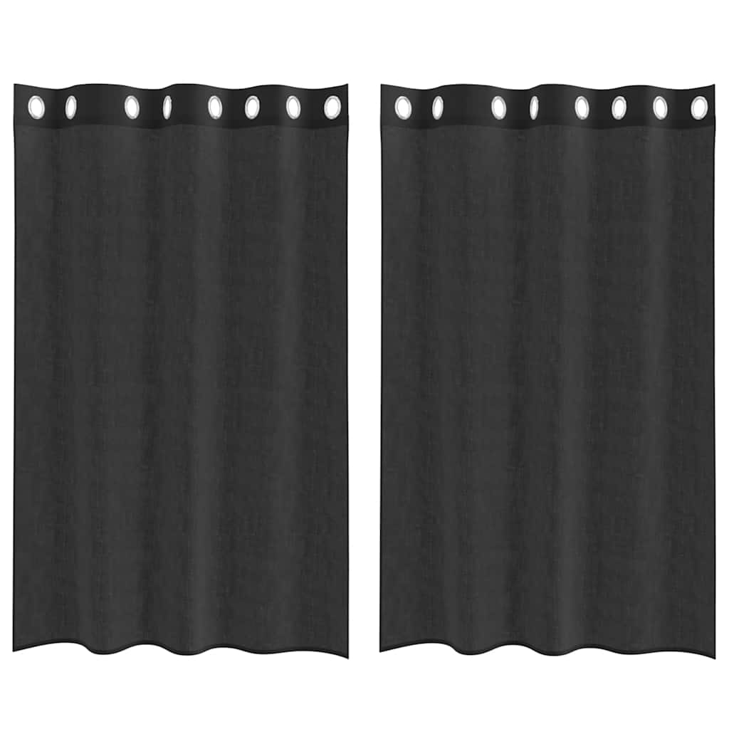 Gordijnen Voile met doorvoertules 2 st 140x175 cm zwart