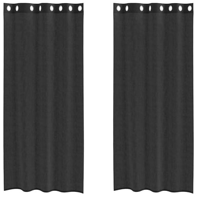 Gordijnen voile met doorvoertules 2 st 140x245 cm zwart