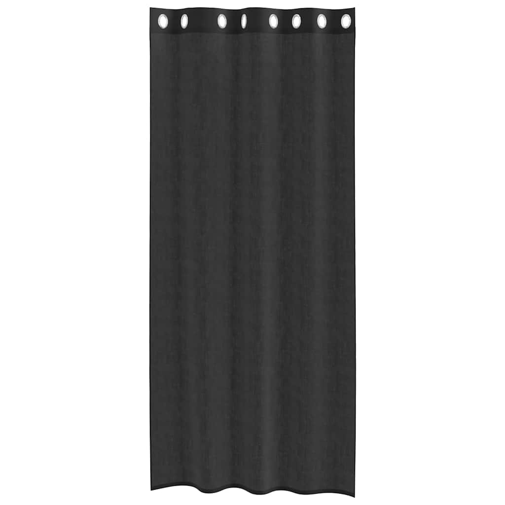 Gordijnen voile met doorvoertules 2 st 140x245 cm zwart