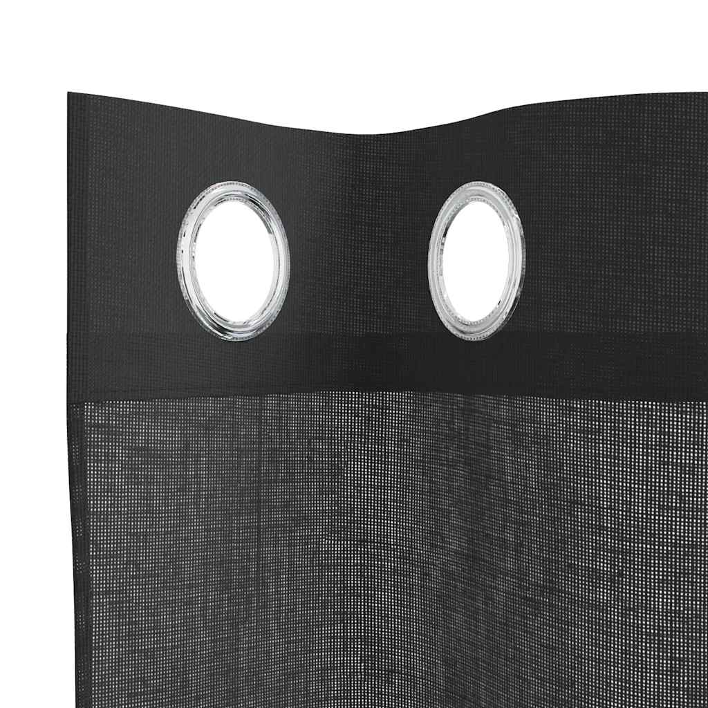 Gordijnen voile met doorvoertules 2 st 140x260 cm zwart