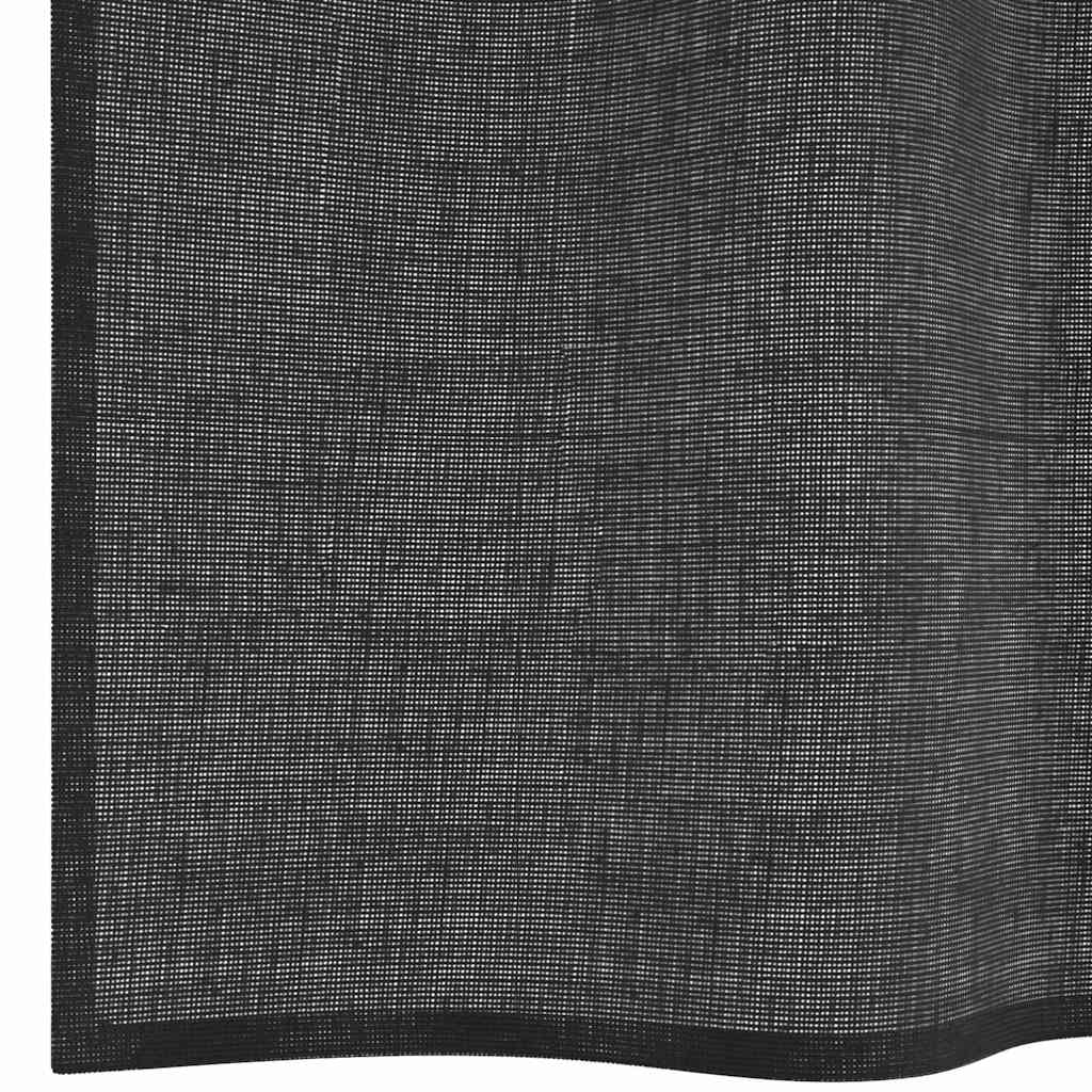 Gordijnen voile met doorvoertules 2 st 140x260 cm zwart