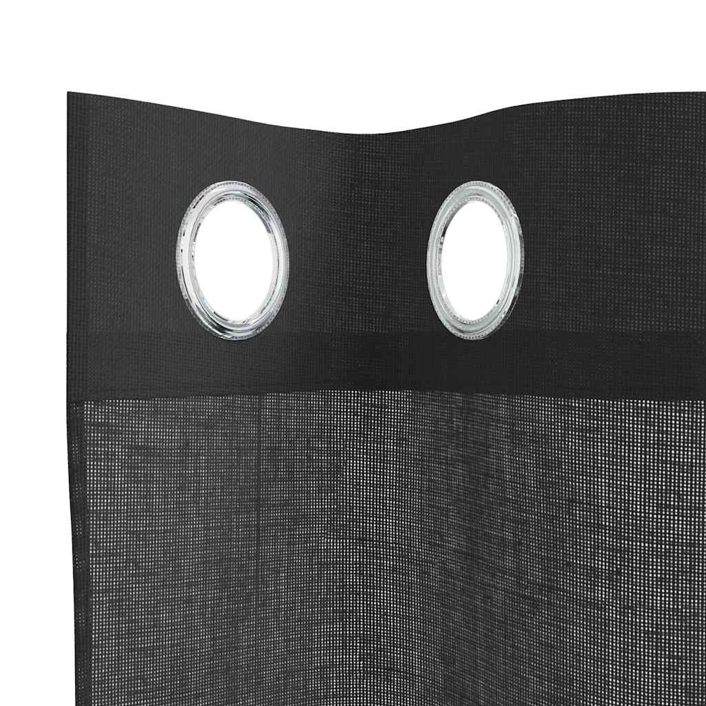 Gordijnen voile met doorvoertules 2 st 140x300 cm zwart