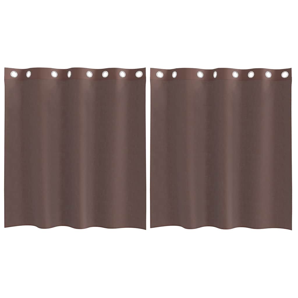 Gordijnen voile met doorvoertules 2 st 140x140 cm bruin