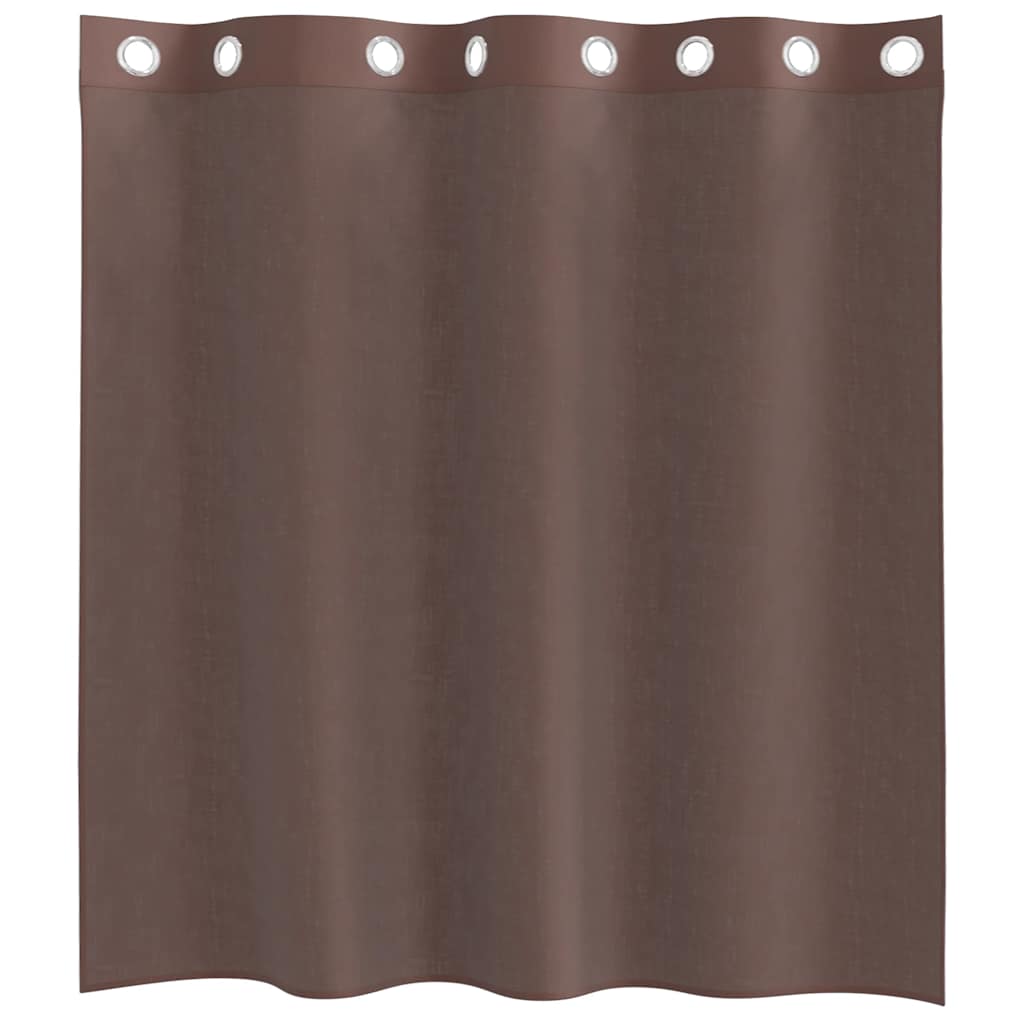 Gordijnen voile met doorvoertules 2 st 140x140 cm bruin