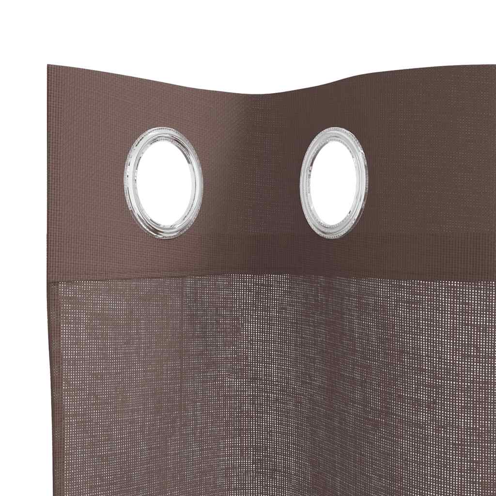 Gordijnen voile met doorvoertules 2 st 140x140 cm bruin