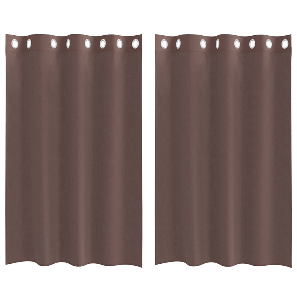 Gordijnen voile met doorvoertules 2 st 140x175 cm bruin