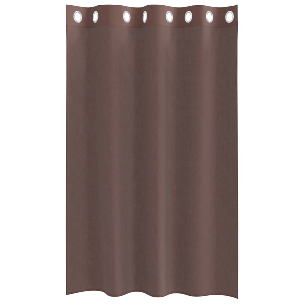 Gordijnen voile met doorvoertules 2 st 140x175 cm bruin