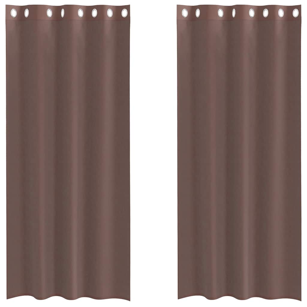 Gordijnen voile met doorvoertules 2 st 140x225 cm bruin